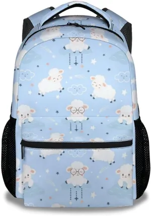 Sheep School Backpack for Girls, Boys - 16 Inches Blue Backpacks for Teens - Carry Cute Bookbag for Middle School