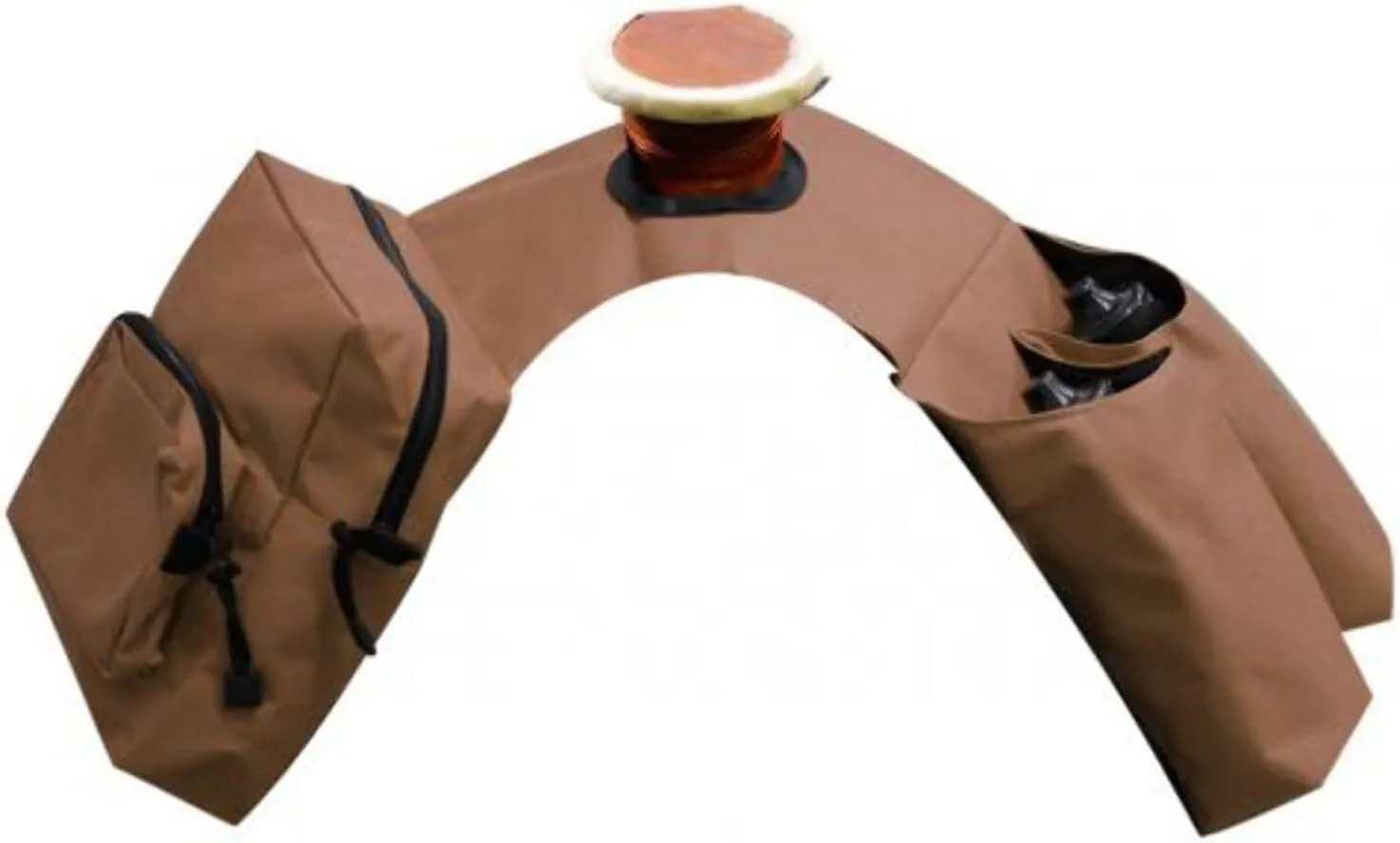 Showman Brown Insulated Cordura Trail Riding Horn Saddle Bag 2 Zipper Pockets and 2 Water Bottle Holders with Water Bottles