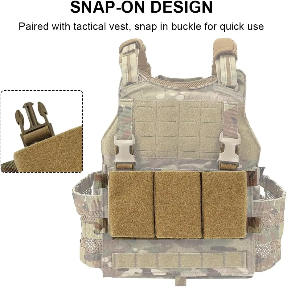 SINAIRSOFT Tactical Triple Magazine Pouch Hook Loop Panel for 5.56 7.62 Mag Pouches Tactical Placard Airsoft Chest rig Accesories