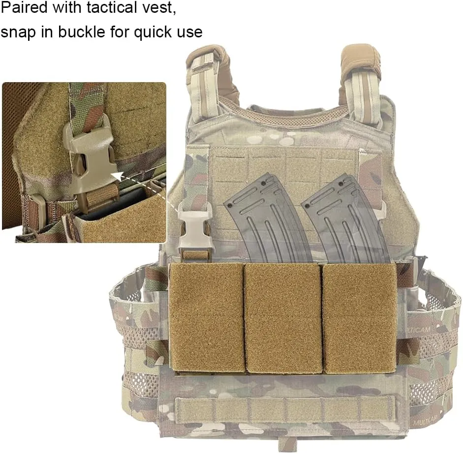 SINAIRSOFT Tactical Triple Magazine Pouch Hook Loop Panel for 5.56 7.62 Mag Pouches Tactical Placard Airsoft Chest rig Accesories