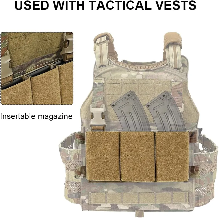 SINAIRSOFT Tactical Triple Magazine Pouch Hook Loop Panel for 5.56 7.62 Mag Pouches Tactical Placard Airsoft Chest rig Accesories