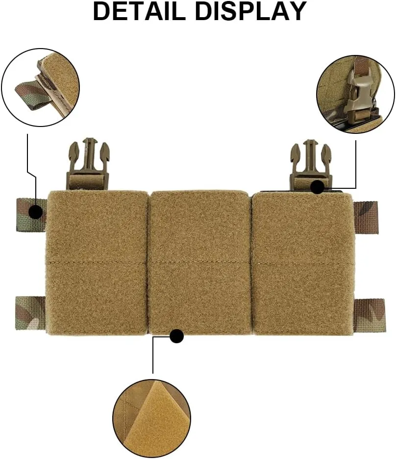 SINAIRSOFT Tactical Triple Magazine Pouch Hook Loop Panel for 5.56 7.62 Mag Pouches Tactical Placard Airsoft Chest rig Accesories