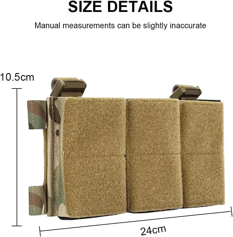 SINAIRSOFT Tactical Triple Magazine Pouch Hook Loop Panel for 5.56 7.62 Mag Pouches Tactical Placard Airsoft Chest rig Accesories
