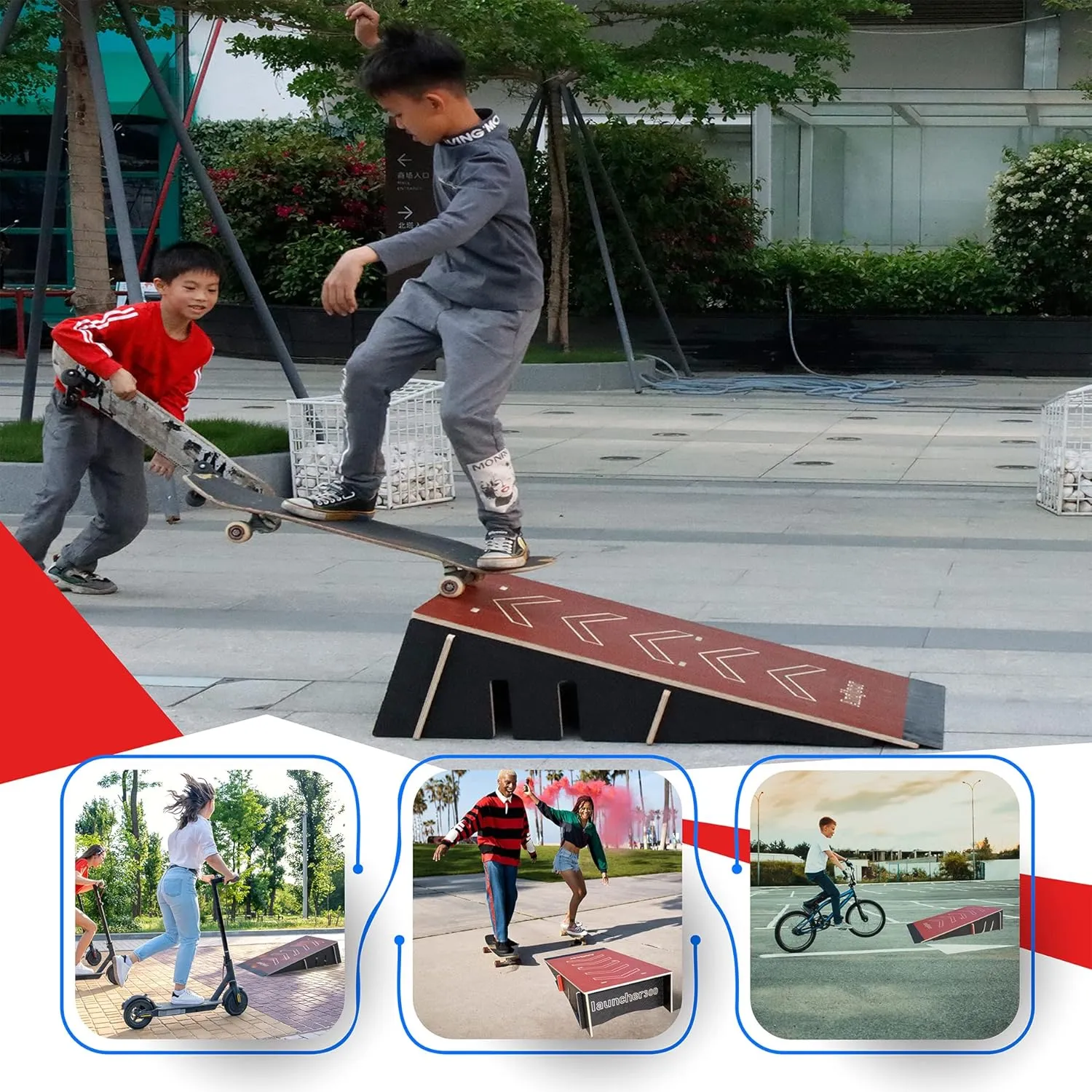 Skateboard & Bike Ramp - Scooter, BMX, RC Car & Skate Ramp for Kids - Display Stand Holder