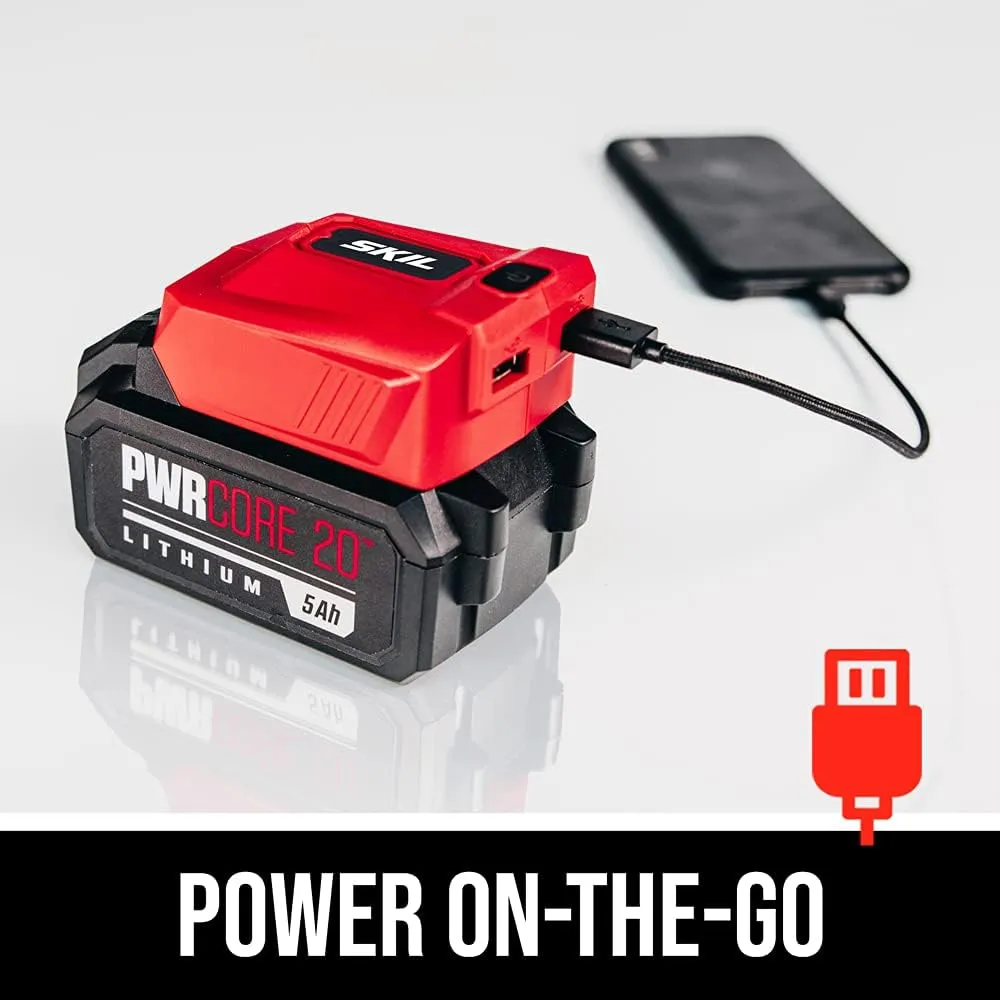 SKIL PWR CORE 20 Brushless 20V 4-1/2 Angle Grinder, Included 5.0Ah Battery, PWRJump Charger and PWRAssist USB Adapter - AG2907-1A