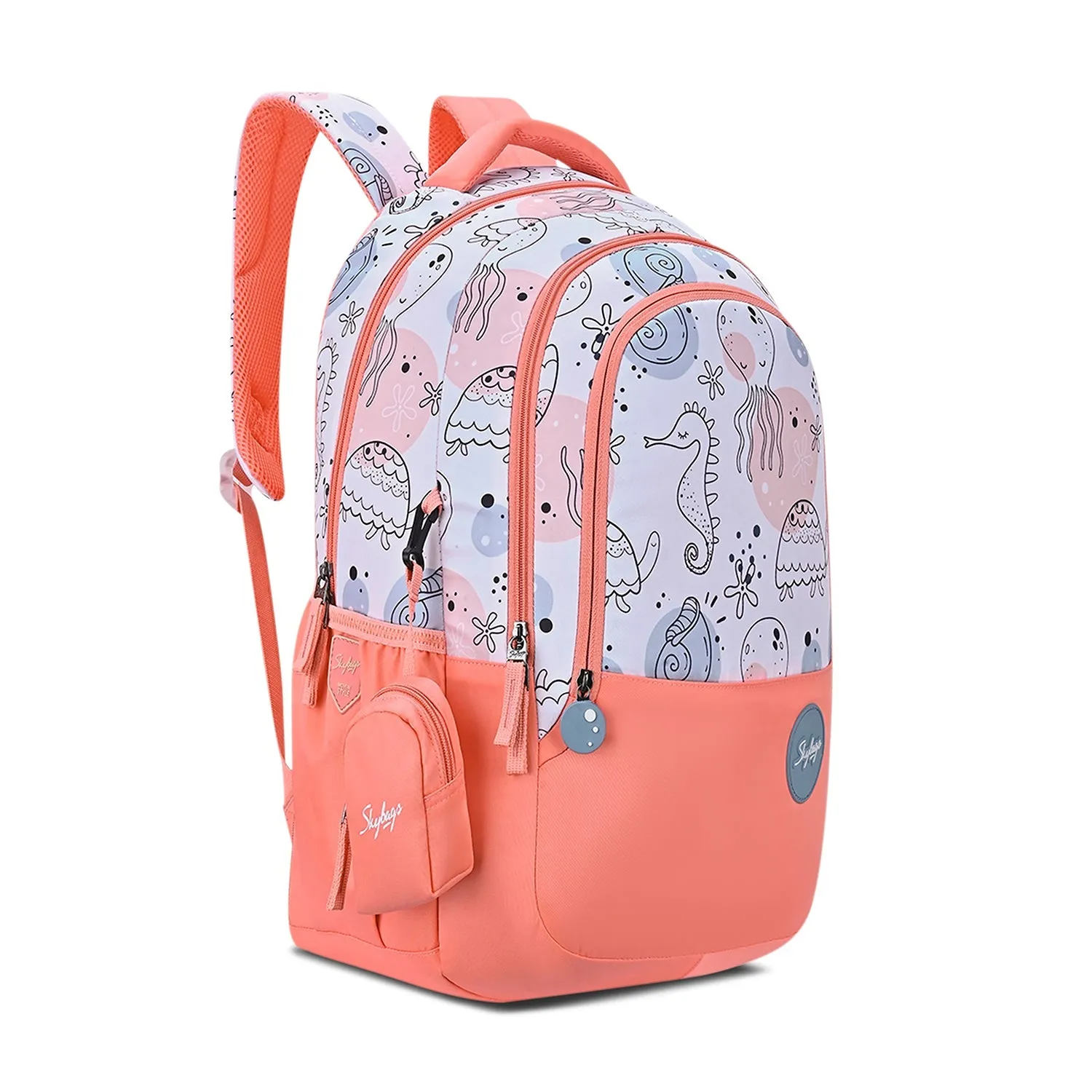 SKYBAGS|Ruby |Pink|School Bag for kids| School Bag for girl|3 Compartments|2 side bottle pockets|22 Litres|Soft Feel Fabric