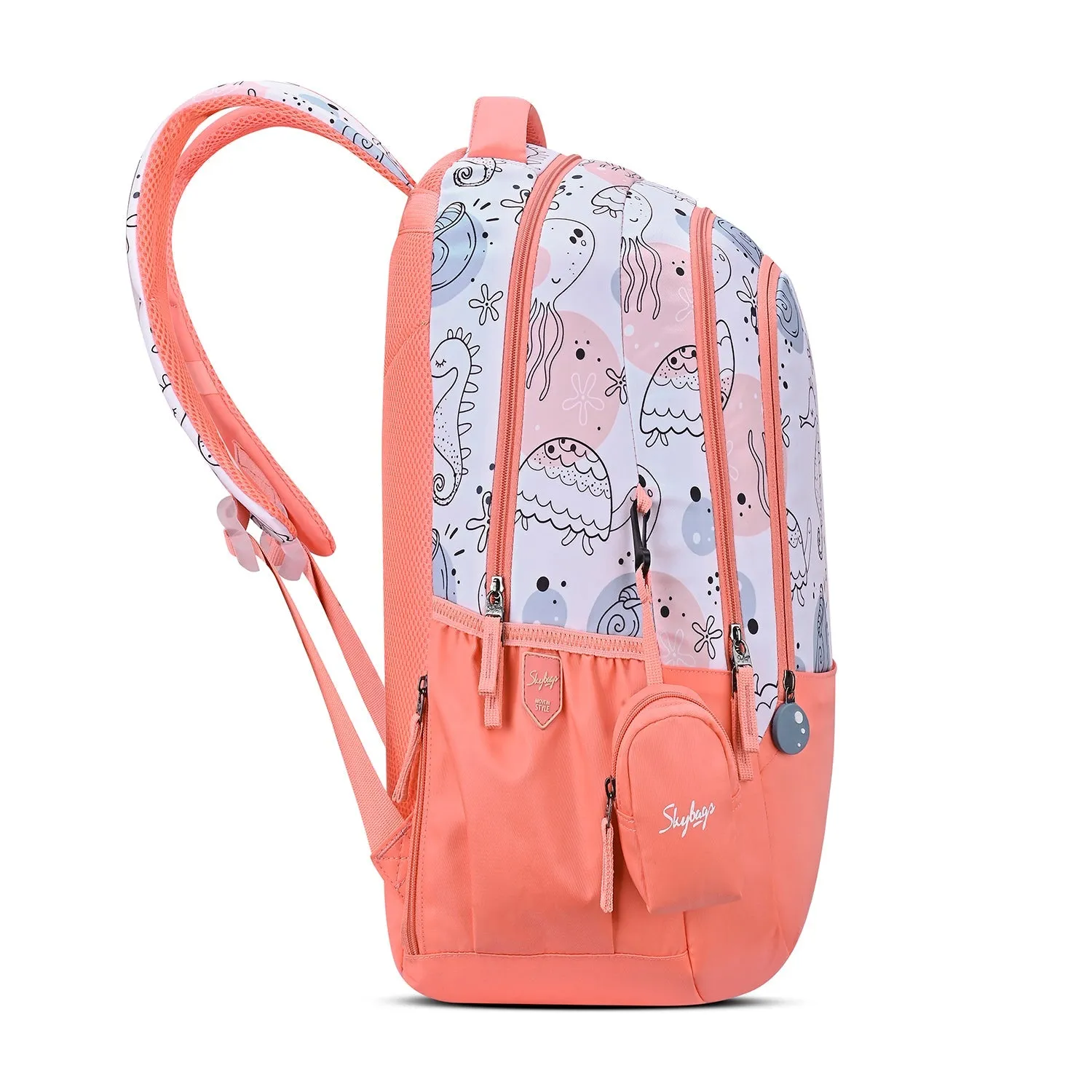 SKYBAGS|Ruby |Pink|School Bag for kids| School Bag for girl|3 Compartments|2 side bottle pockets|22 Litres|Soft Feel Fabric