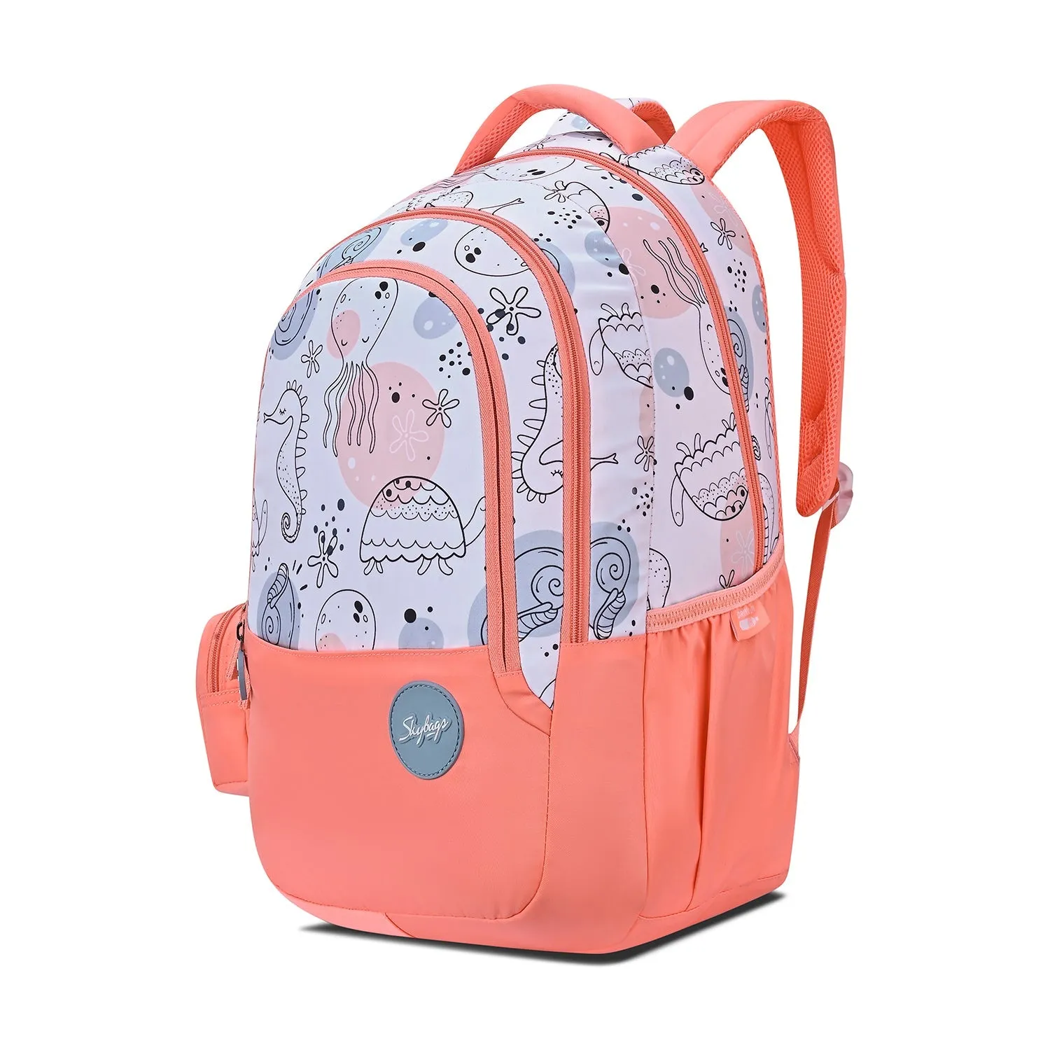 SKYBAGS|Ruby |Pink|School Bag for kids| School Bag for girl|3 Compartments|2 side bottle pockets|22 Litres|Soft Feel Fabric