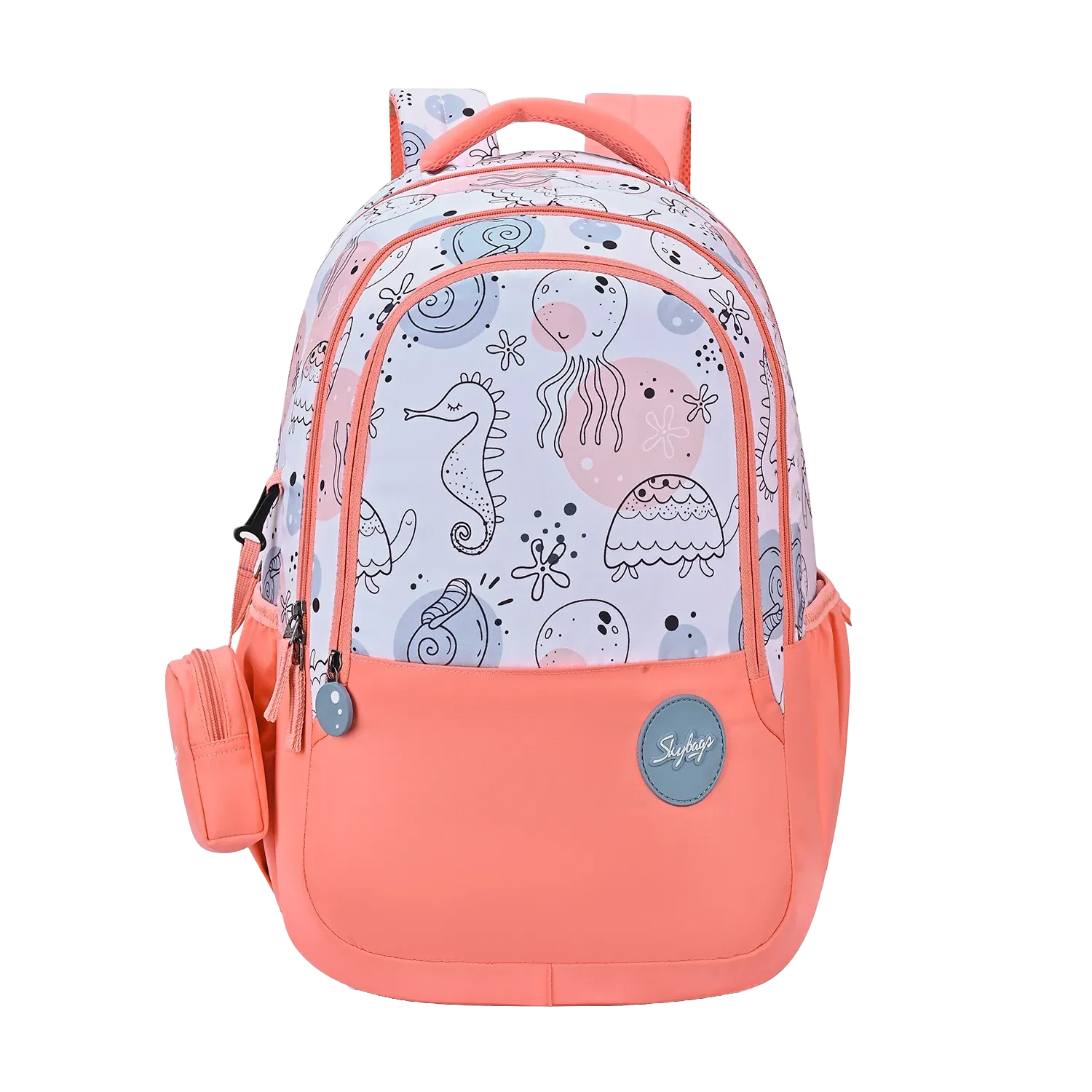 SKYBAGS|Ruby |Pink|School Bag for kids| School Bag for girl|3 Compartments|2 side bottle pockets|22 Litres|Soft Feel Fabric