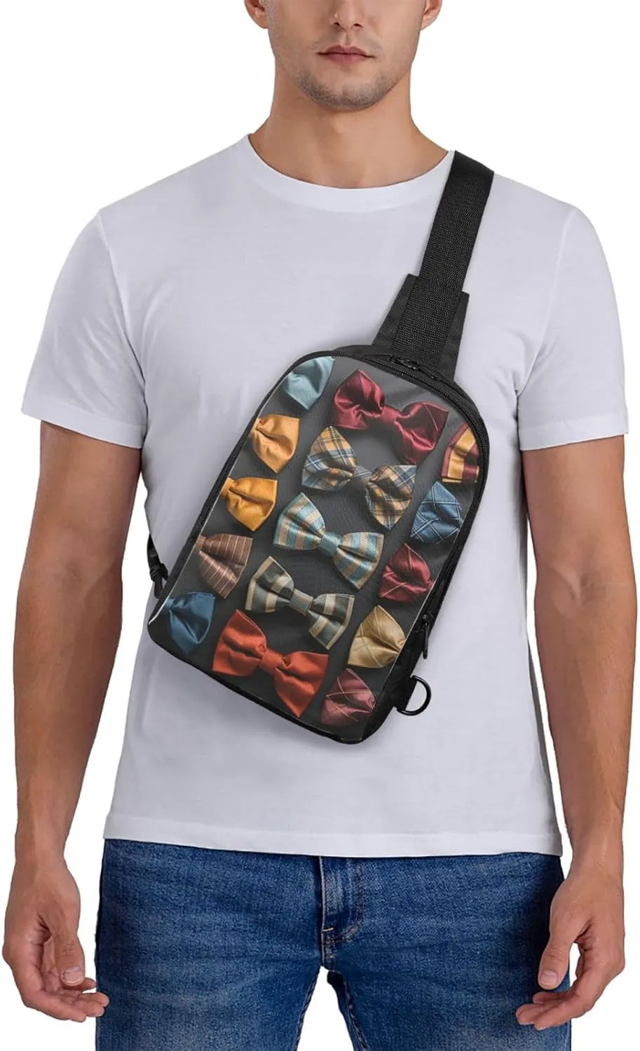 Sling Backpack Crossbody Sling Bag for Men Women Cross Chest Bag Bow Tie Shoulder Bag Travel Hiking Daypack