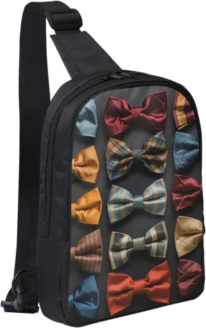 Sling Backpack Crossbody Sling Bag for Men Women Cross Chest Bag Bow Tie Shoulder Bag Travel Hiking Daypack