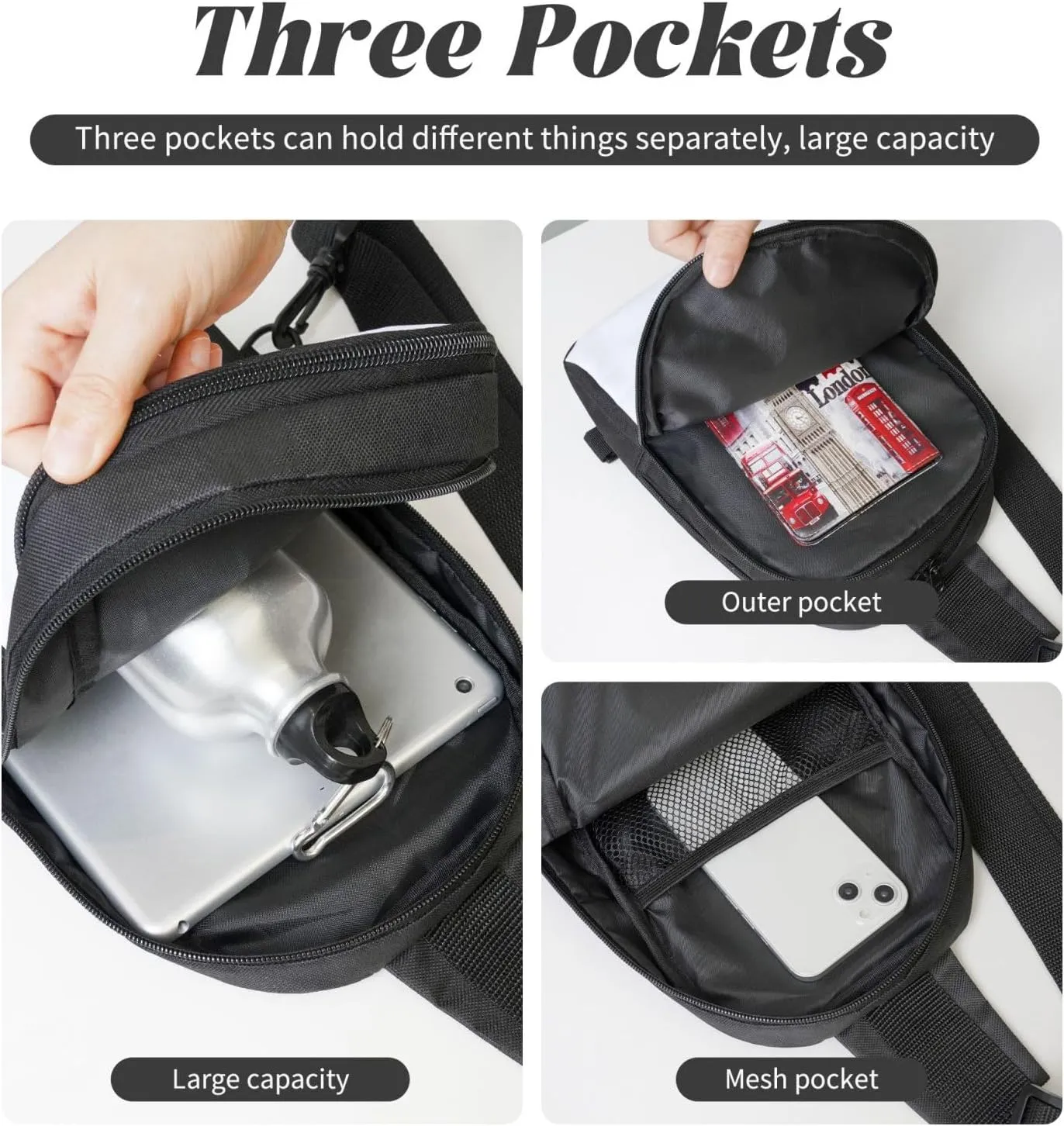 Sling Backpack Crossbody Sling Bag for Men Women Cross Chest Bag Bow Tie Shoulder Bag Travel Hiking Daypack