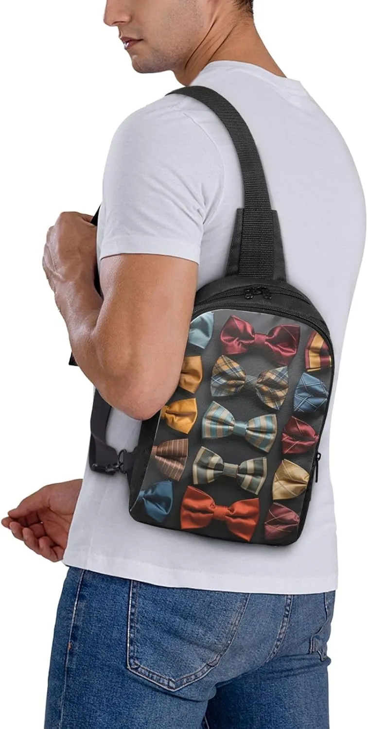 Sling Backpack Crossbody Sling Bag for Men Women Cross Chest Bag Bow Tie Shoulder Bag Travel Hiking Daypack