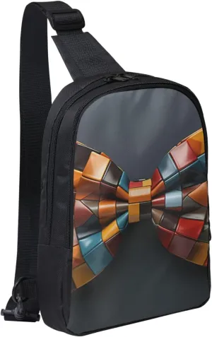 Sling Backpack Crossbody Sling Bag for Men Women Cross Chest Bag Colorful Bow Tie Shoulder Bag Travel Hiking Daypack