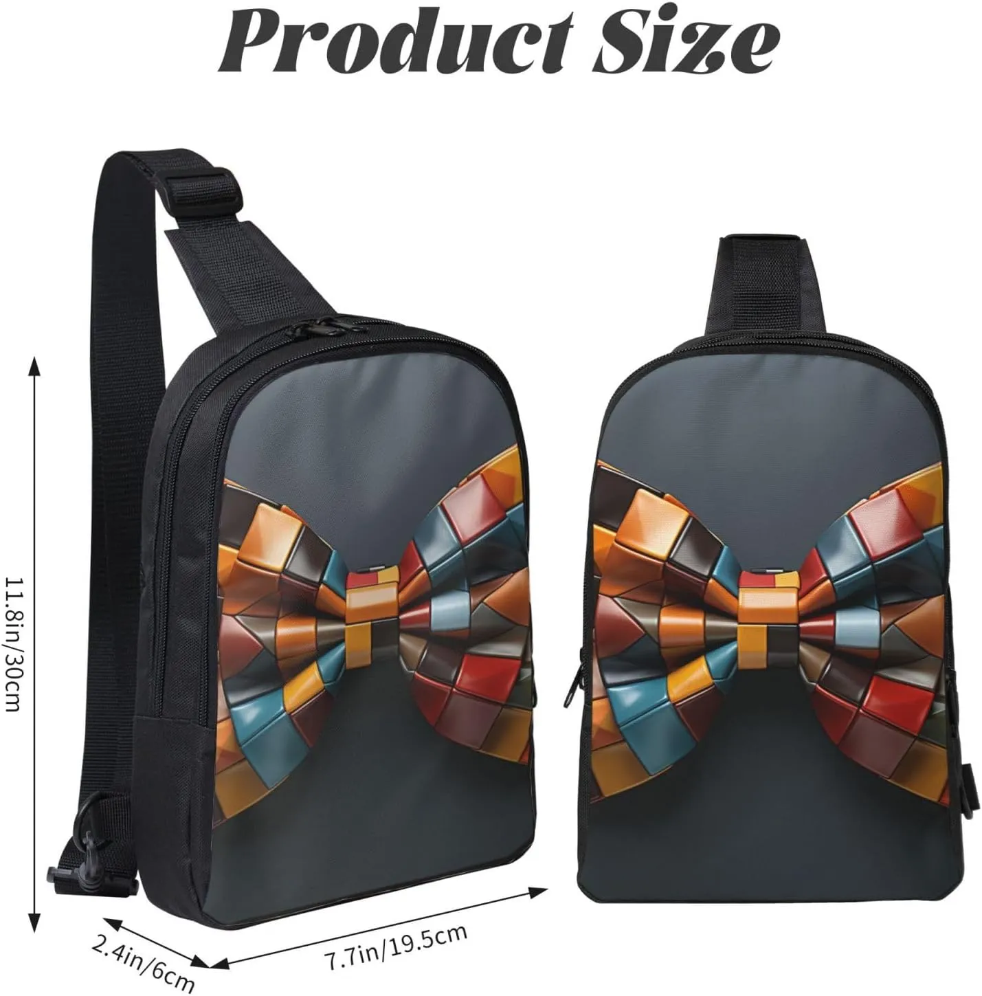 Sling Backpack Crossbody Sling Bag for Men Women Cross Chest Bag Colorful Bow Tie Shoulder Bag Travel Hiking Daypack