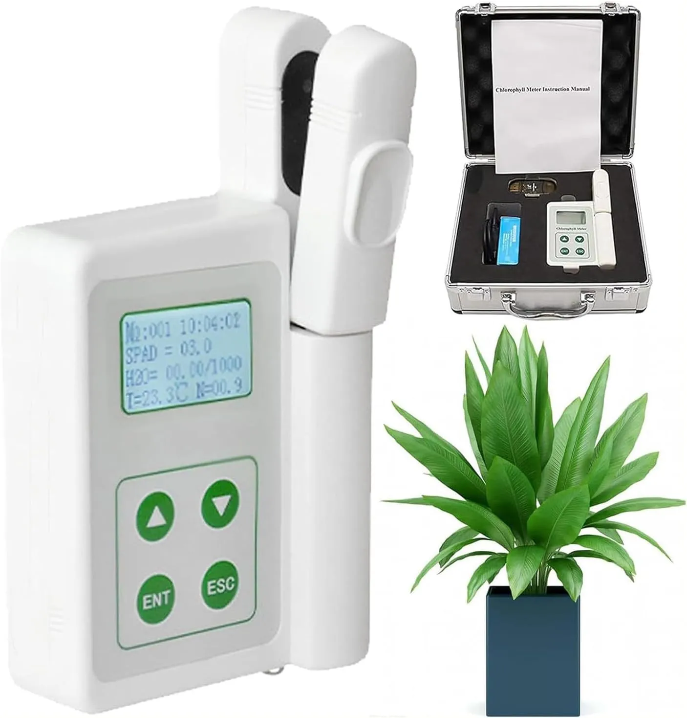 Smart Digital Plant Chlorophyll Analyzer,Multifunction Plant Test Meter, for Chlorophyll/Temperature/Humidity