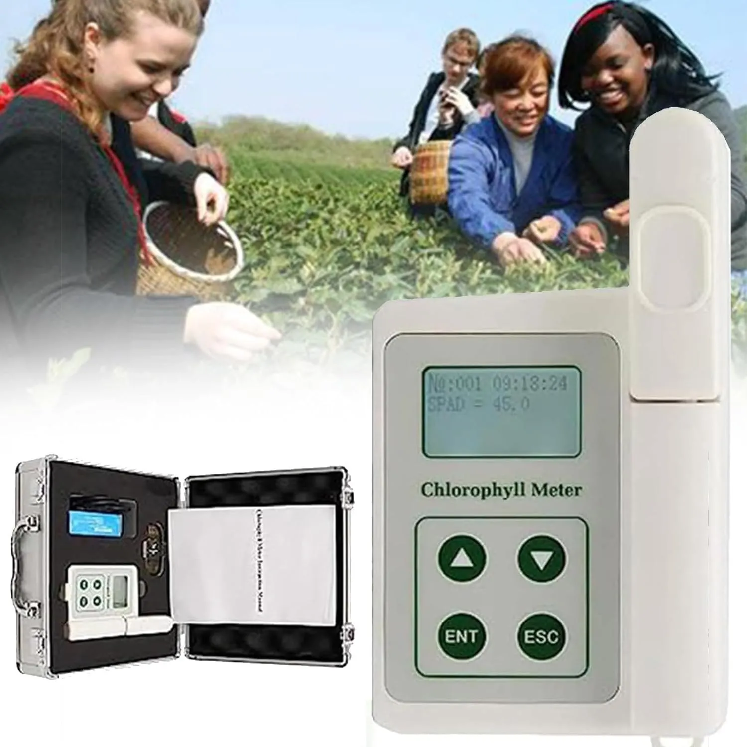 Smart Digital Plant Chlorophyll Analyzer,Portable Chlorophyll Nitrogen Analyzer, Real-time SPAD Measurement (A)
