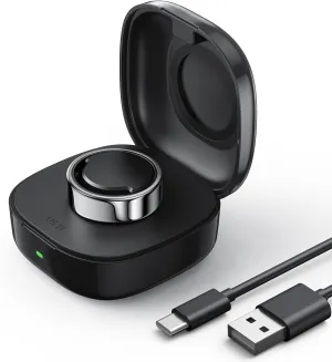 Smart Ring Charging Case Size 11, Compatible with Oura Ring Gen3 Heritage/Horizon, 600mAh Portable Charger Dock with Indicator Light , Charging Box for Smart Ring with Travel Storage Bag（Black）