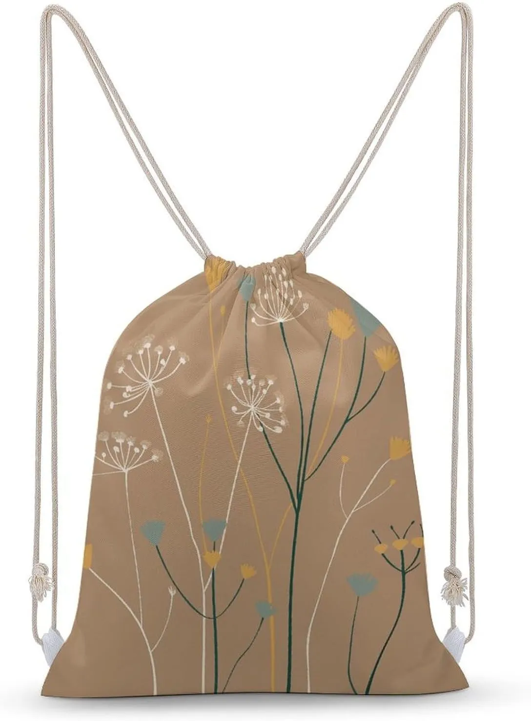 Soft Line Flowers Drawstring Backpack for Women Men Drawstring Bag for Travel Swimming Sports Gym Bag