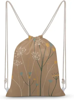 Soft Line Flowers Drawstring Backpack for Women Men Drawstring Bag for Travel Swimming Sports Gym Bag