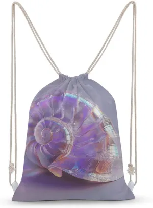 Soft Purple Seashells Drawstring Backpack for Women Men Drawstring Bag for Travel Swimming Sports Gym Bag