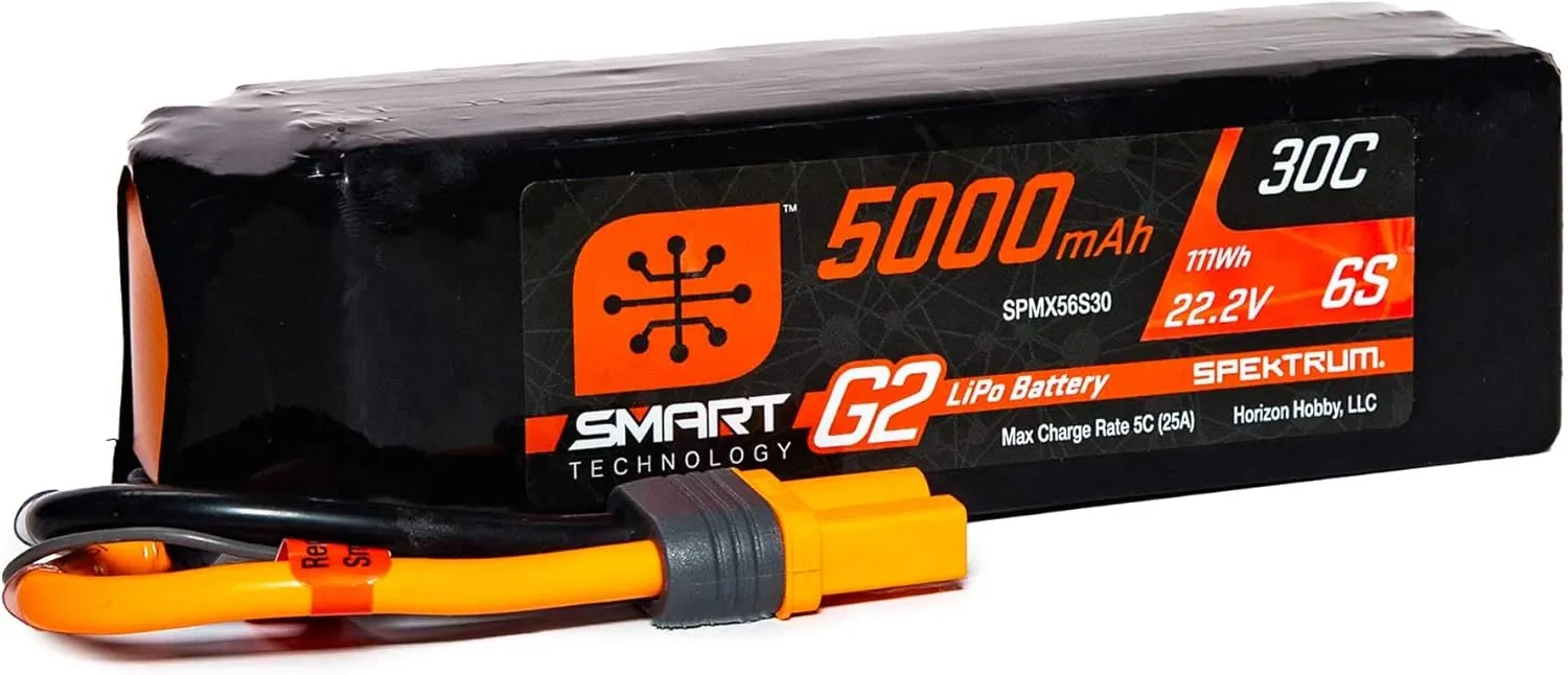 Spektrum 22.2V 5000mAh 6S 30C Smart LiPo G2: IC5, SPMX56S30