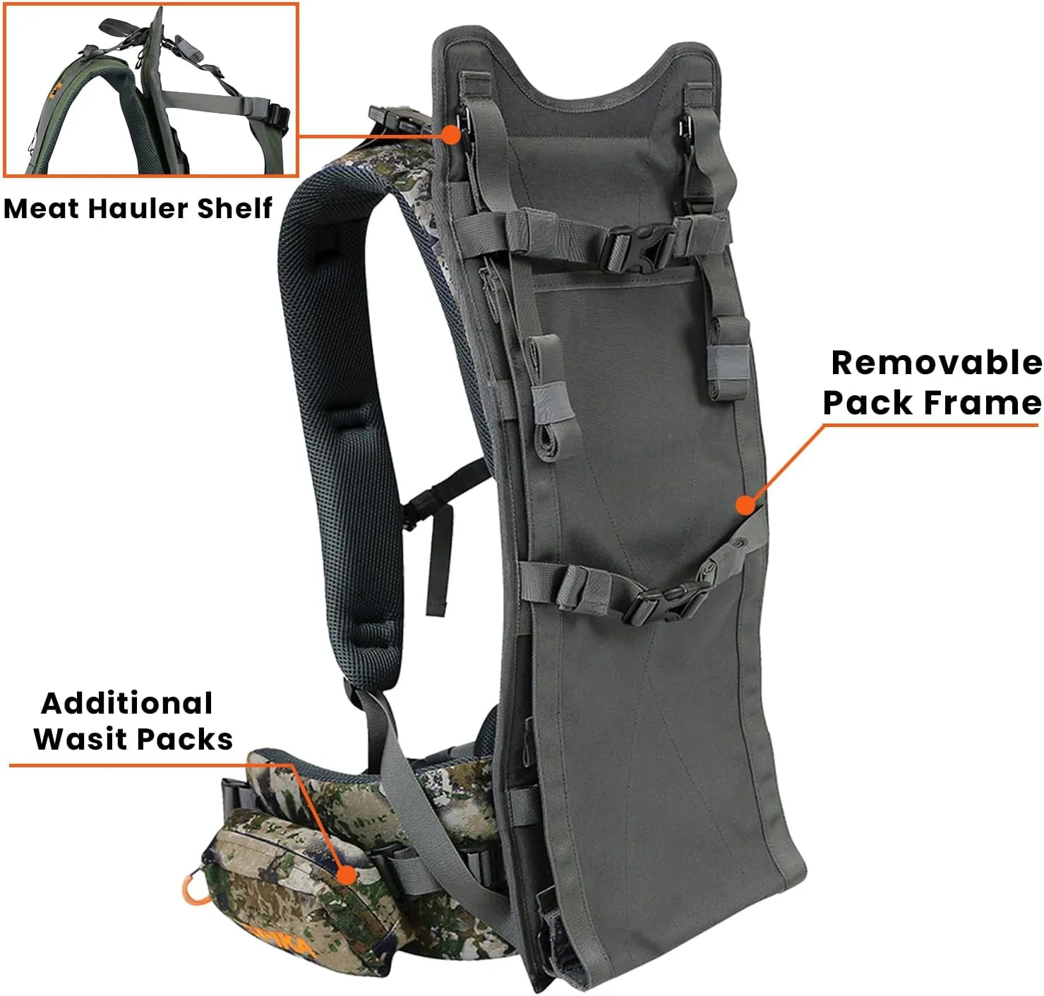 SPIKA Hunting Backpacks for Men,Internal Frame Hunting Pack with Rifle Holder,40L/80L   Extendable Capacity for Bow Rifle Gun