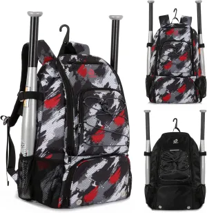 Sports Baseball&Softball Bat Bag For Youth｜Adults, Baseball Equipment Backpack Bag with Shoe Compartment,Fence Hook,Holds Bat, Helmet, Glove