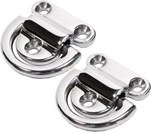 Stainless Steel Folding Pad,2Pcs Marine Anchor Folding Pad Eye 316 Stainless Steel Boat Hardware Lashing Ring Marine Grade Heavy Duty D Ring Tie Down Anchor for Boat, Yacht, Trucks Accessories