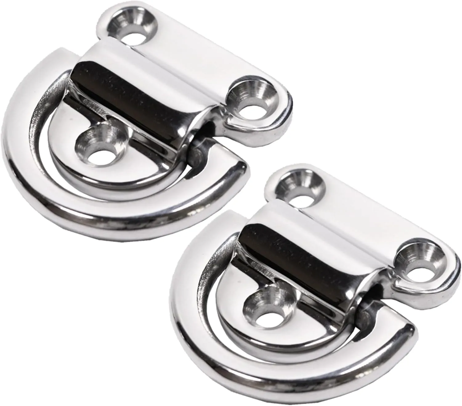 Stainless Steel Folding Pad,2Pcs Marine Anchor Folding Pad Eye 316 Stainless Steel Boat Hardware Lashing Ring Marine Grade Heavy Duty D Ring Tie Down Anchor for Boat, Yacht, Trucks Accessories