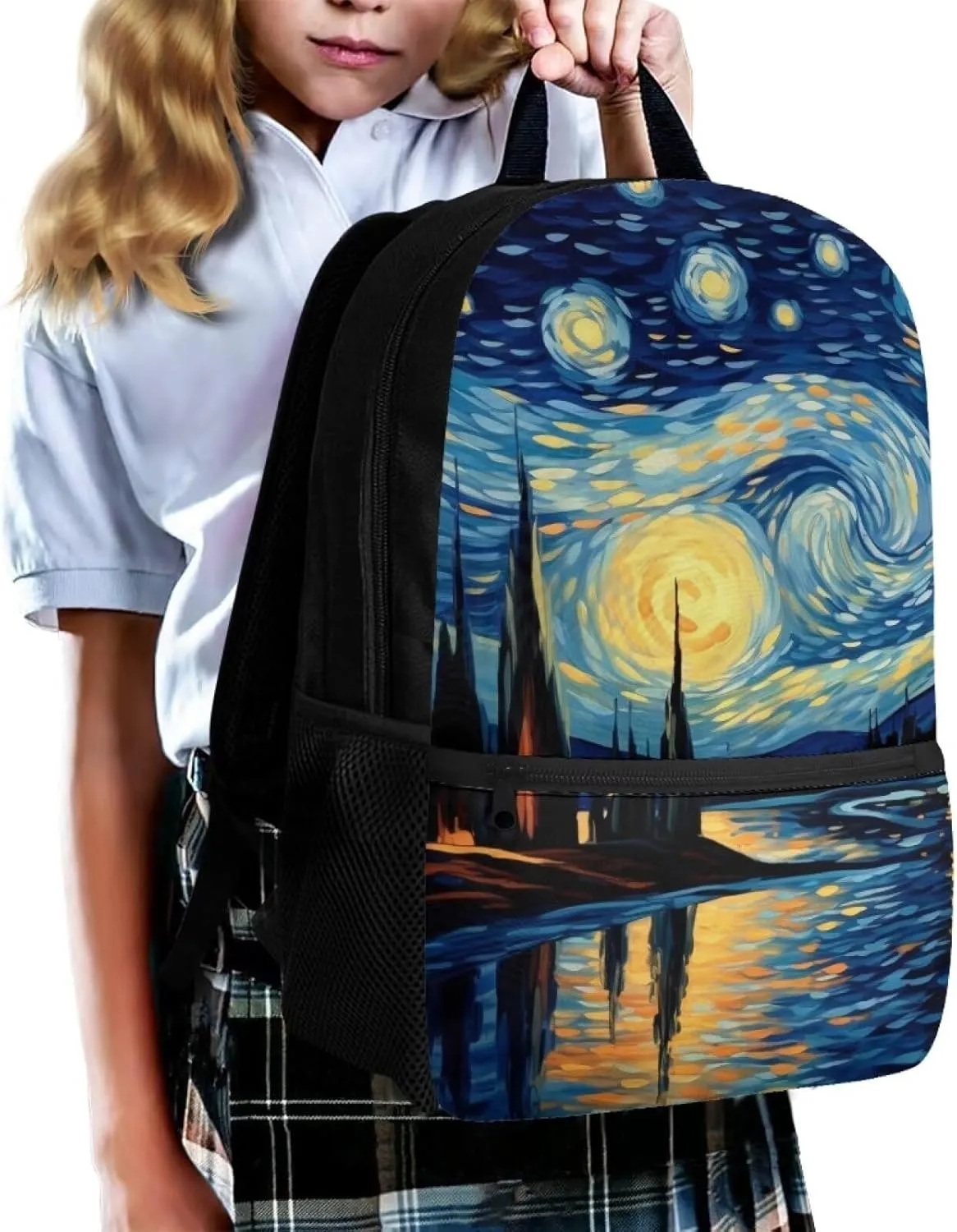 Starry Oil Print Kids Backpacks for Preschool Boys Girls Bookbags for 6Th Th Grade Child School Bag for 5 to 14 Years Children Book Bags for Teen Daypack,Easy to Carry