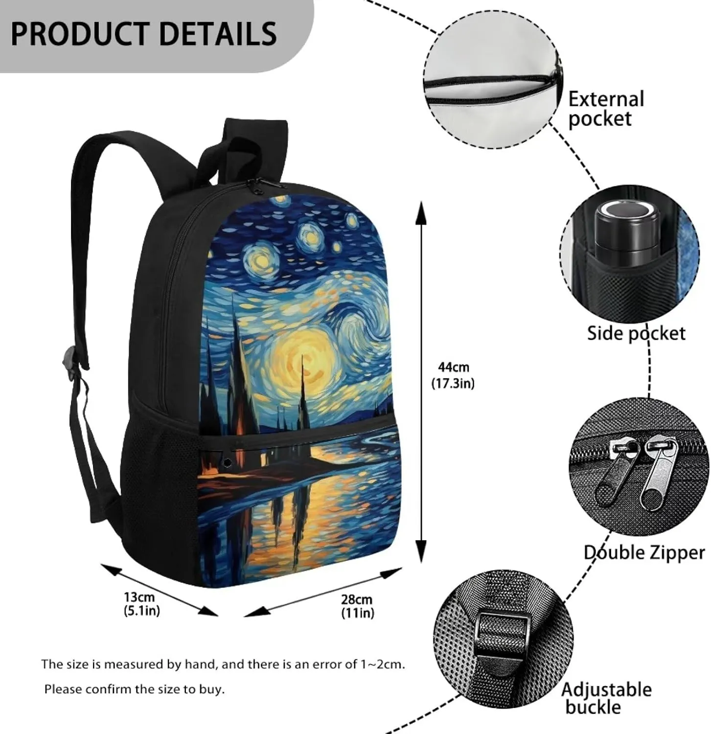 Starry Oil Print Kids Backpacks for Preschool Boys Girls Bookbags for 6Th Th Grade Child School Bag for 5 to 14 Years Children Book Bags for Teen Daypack,Easy to Carry