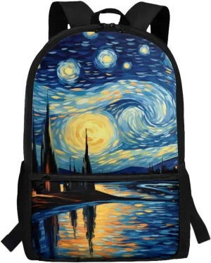 Starry Oil Print Kids Backpacks for Preschool Boys Girls Bookbags for 6Th Th Grade Child School Bag for 5 to 14 Years Children Book Bags for Teen Daypack,Easy to Carry