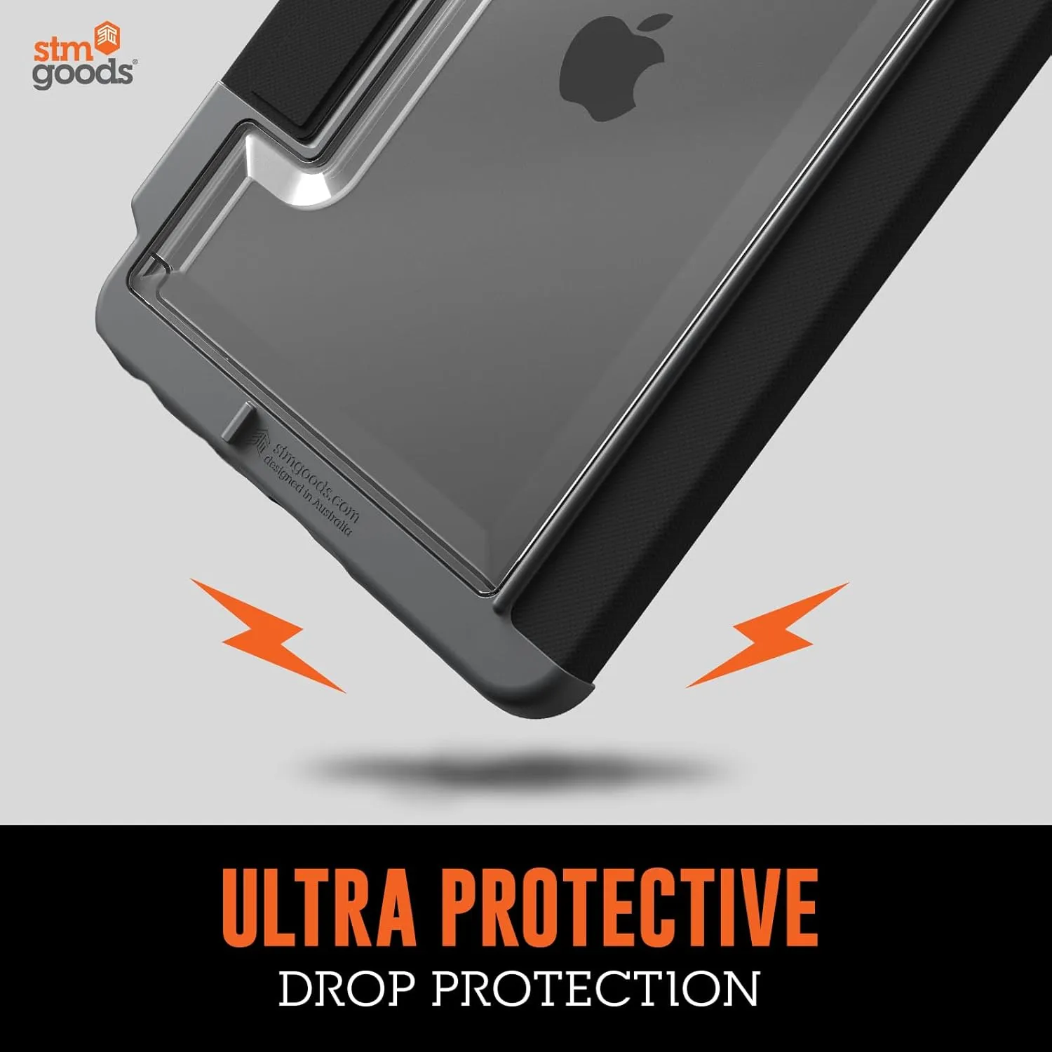 STM Dux Plus for iPad (A16/10th Gen) Ultra-Durable, Lightweight Case with Clear Back, Apple Pencil USB-C/Gen 1 Storage, and Magnetic Battery-Saving On/Off Cover - Black.
