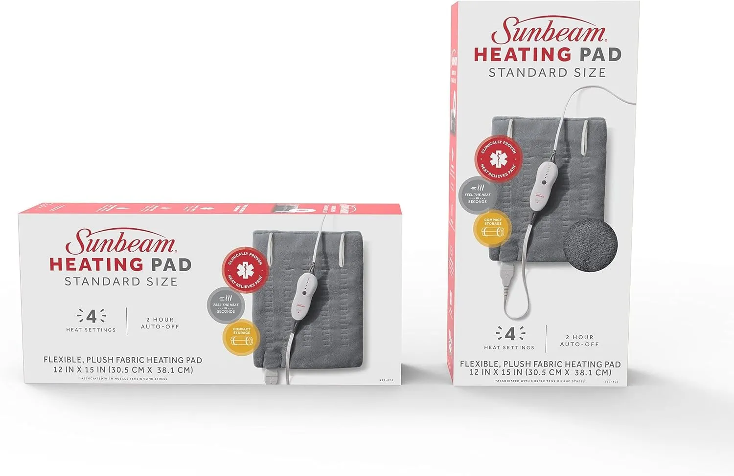 Sunbeam Premium Sunbeam Heating Pad with Compact Storage, Standard Size, Gray