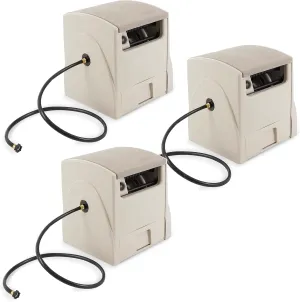 Suncast 3 Pack Automatic Rewind Garden Hose Reel, 100 ft. 5/8 in. Vinyl Hose Holder, Light Taupe
