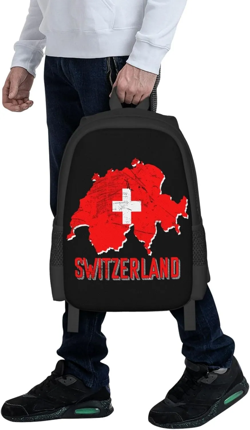 Switzerland Swiss Flag Map Travel Backpack Casual Backpacks 15 Inch Laptop Back Pack Lightweight Rucksack Outdoor Sport Daypack Large Bags for Working Camping Hiking