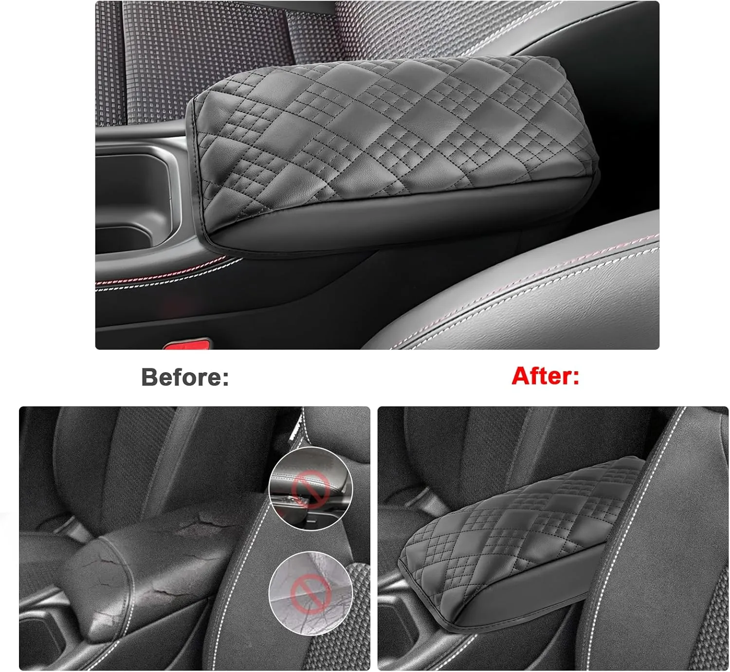 SXCY for 2025 Nissan Kicks Armrest Cover Pad for 2025  Nissan Kicks Center Console Cover 2025 Kicks Middle Console Cover 2025 Kicks Center Console Armrest Cover Cushion (1.18 Inches-Added Pad)