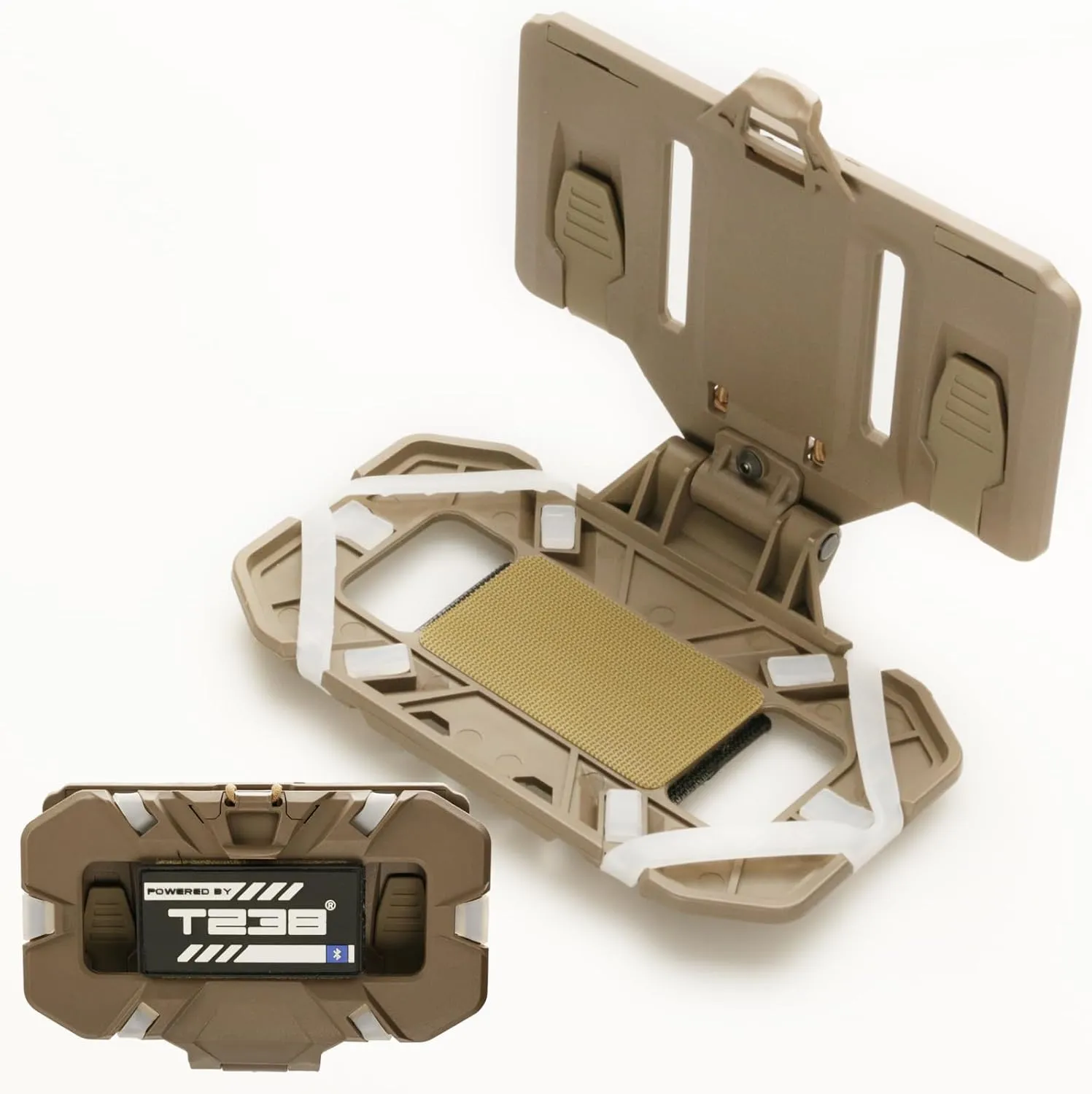 T238-Molle Phone Holder Version, Tactical Gear Plate Carrier Vest Accessories, Universal Tactical Phone Holder, Plate Carrier Chest Mount for 4.7"-6.7" Phones (Tan)