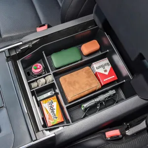 TACOBRO Center Console Organizer Compatible with Ford F150 2021-2024 2025 Accessories, STX/Tremor/Lariat/King Ranch/Platinum F-150 Lightning Armres Insert Tray, (40/Console/40 Front-Seats ONLY)