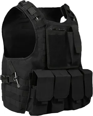 Tactical Airsoft Paintball Vest | Outdoor Equipment For Men | With Adjustable Buckles Molle System Detachable Hanging Bag | Fit CS Tactical Game Cosplay