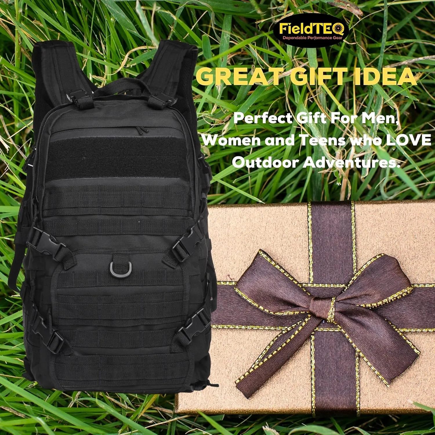 Tactical Backpack - Military Survival Patrol Bag - 40L Bug Out Bag - Molle webbing - for Camping, Hunting, Hiking, Trekking & other Outdoor Adventures - Black