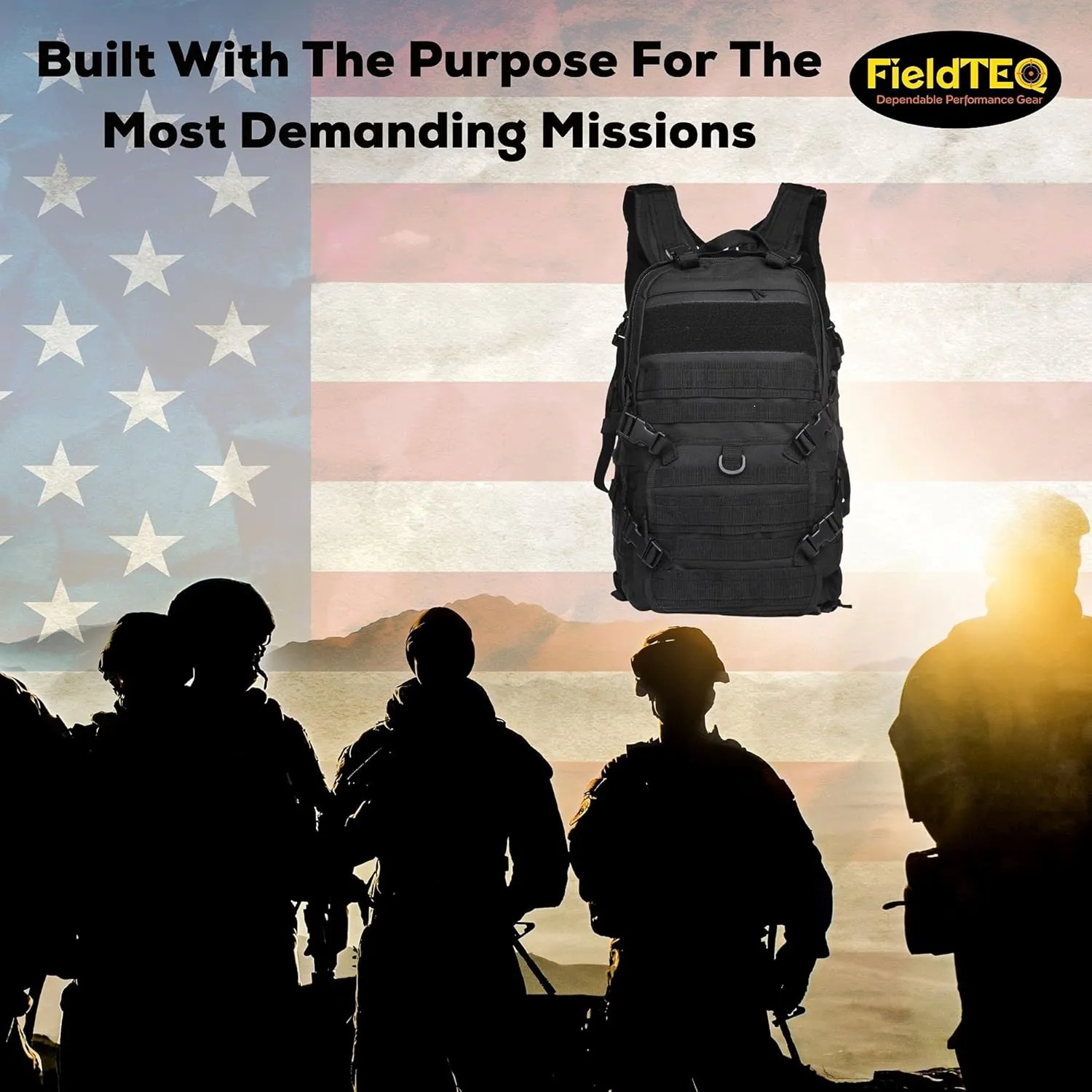 Tactical Backpack - Military Survival Patrol Bag - 40L Bug Out Bag - Molle webbing - for Camping, Hunting, Hiking, Trekking & other Outdoor Adventures - Black