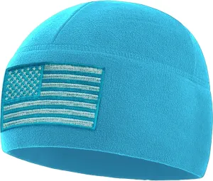 Tactical Beanie Hat - American Flag Fleece Winter Watch Cap - Military Hats for Men - Mens Army Beanies