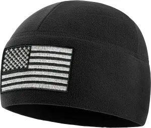 Tactical Beanie Hat - American Flag Fleece Winter Watch Cap - Military Hats for Men - Mens Army Beanies