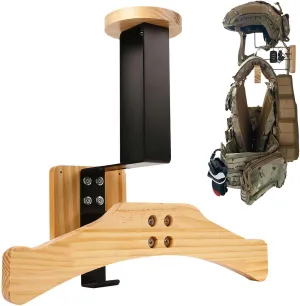 Tactical Gear Stand, Holds 100 LBS Wall Mounted Police Gear Rack, Heavy-Duty Body Armor Stand, Solid Wood Airsoft Plate Carrier Hanger, Motorcycle Helmet Holder Wall Mount Display