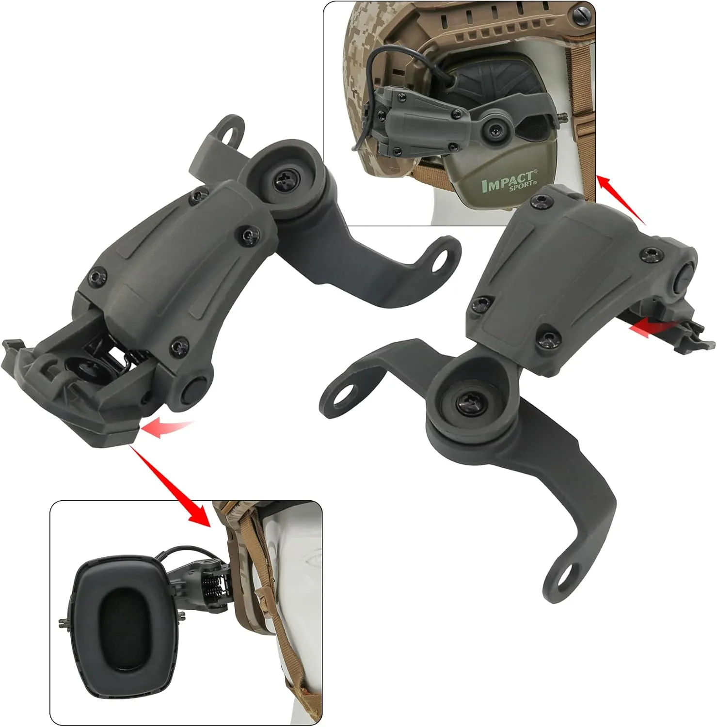 Tactical Helmet ARC Track Adapter for Tactical Electronic Shooting Earmuff Compatible Howard Leight Impact Sport Headset