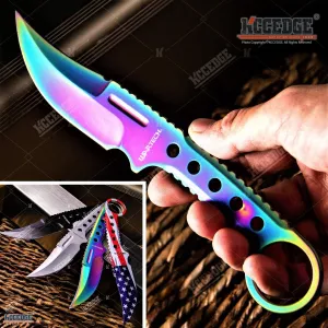 Tactical Knife Hunting Knife Survival Knife Full Tang Fixed Blade Knife Kydex Style Sheath Razor Sharp Edge Camping Accessories Camping Gear Survival Kit Survival Gear Tactical Gear 76407 (Rainbow)