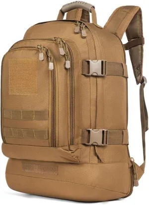 Tactical Military Backpack, 45L Outdoor Hiking Daypack for Camping, Hunting, Fishing (Brown, 14.5in*9.8in*22.8in)