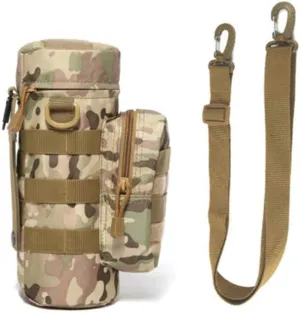 Tactical Military MOLLE Water Bottle Pouch H2O Hydration Carrier Holder Military MOLLE Tactical Travel Carry Bag Case for Outdoor Activities Running Cycling Camping (CP)